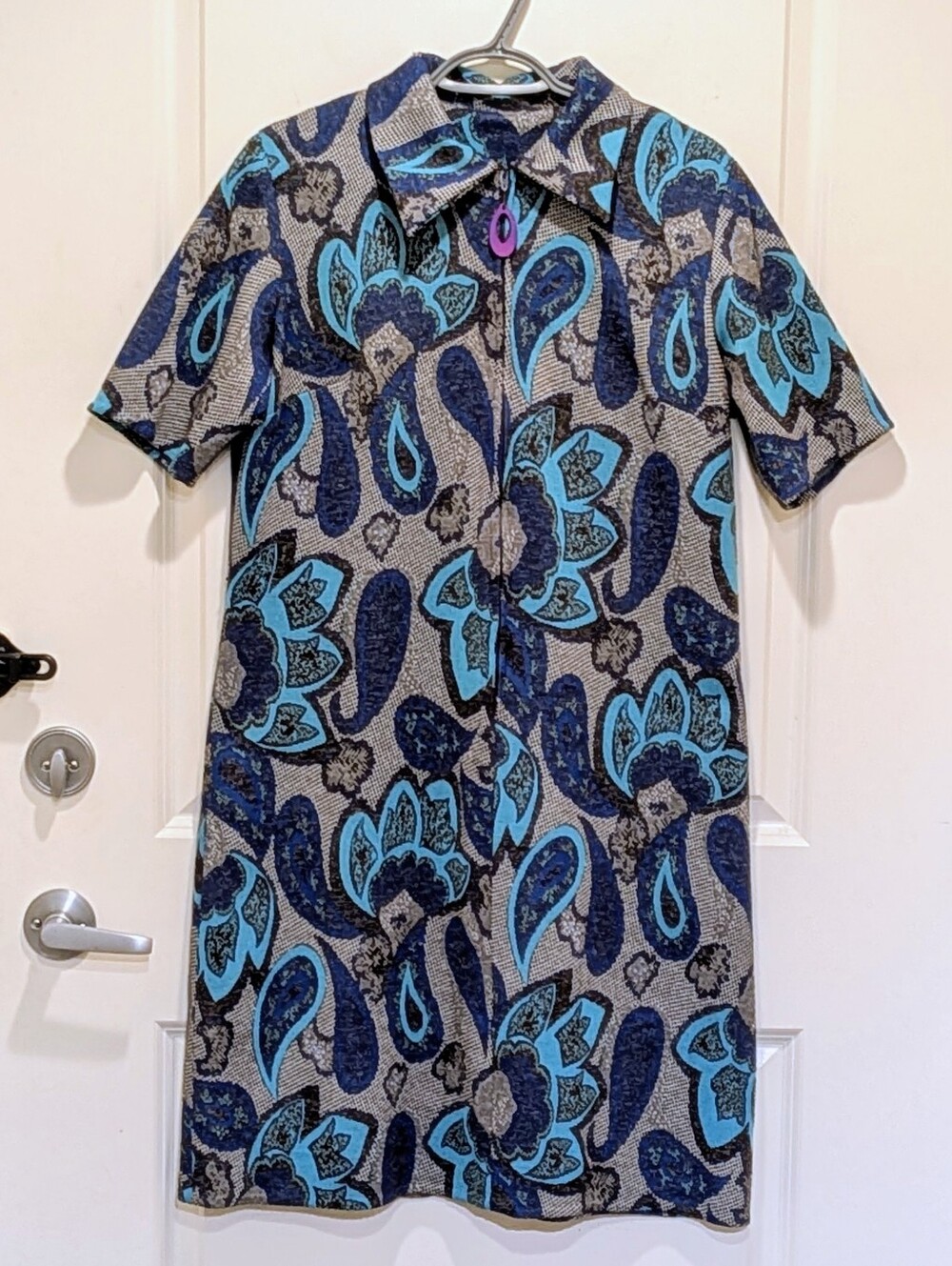 GUC 70s Linda Montreal XL Vintage Knit Mod Floral Pattern A Line Mini Dress
